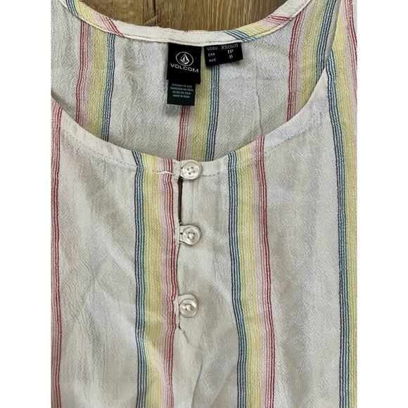 Volcom Women's Ruffled Tropical Stripe Island Cami Tank Size XS NEW - Picture 7 of 13